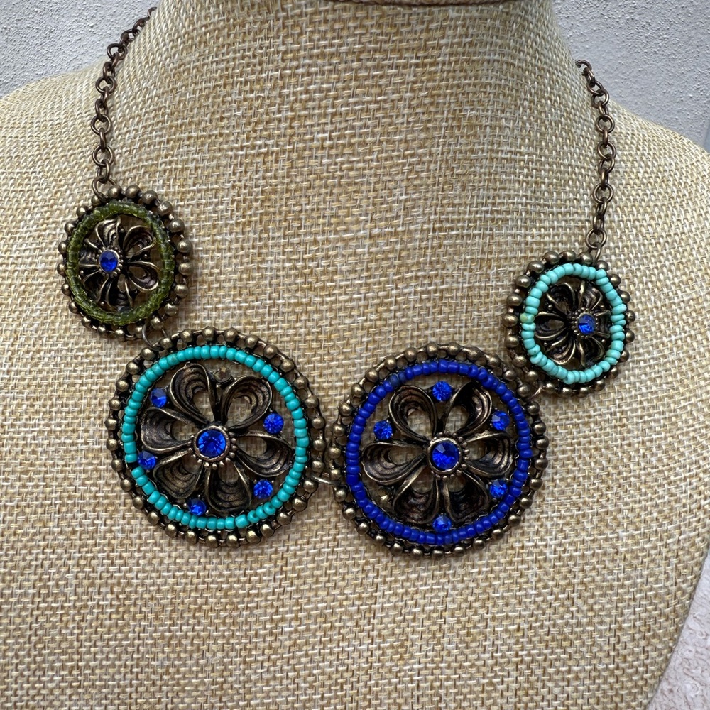 Erica Lyons Blue and Turquoise Floral Necklace